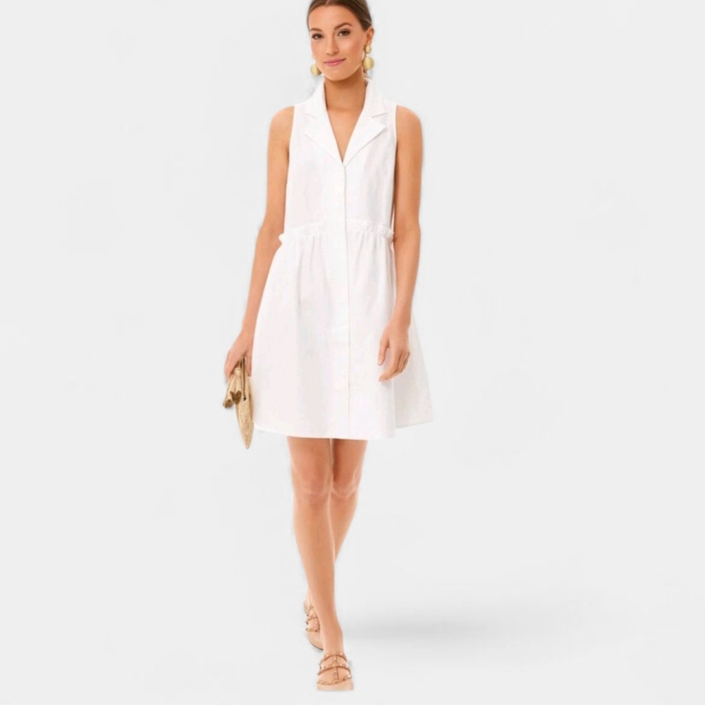 Tuckernuck White Sleeveless Collared Mini Dress